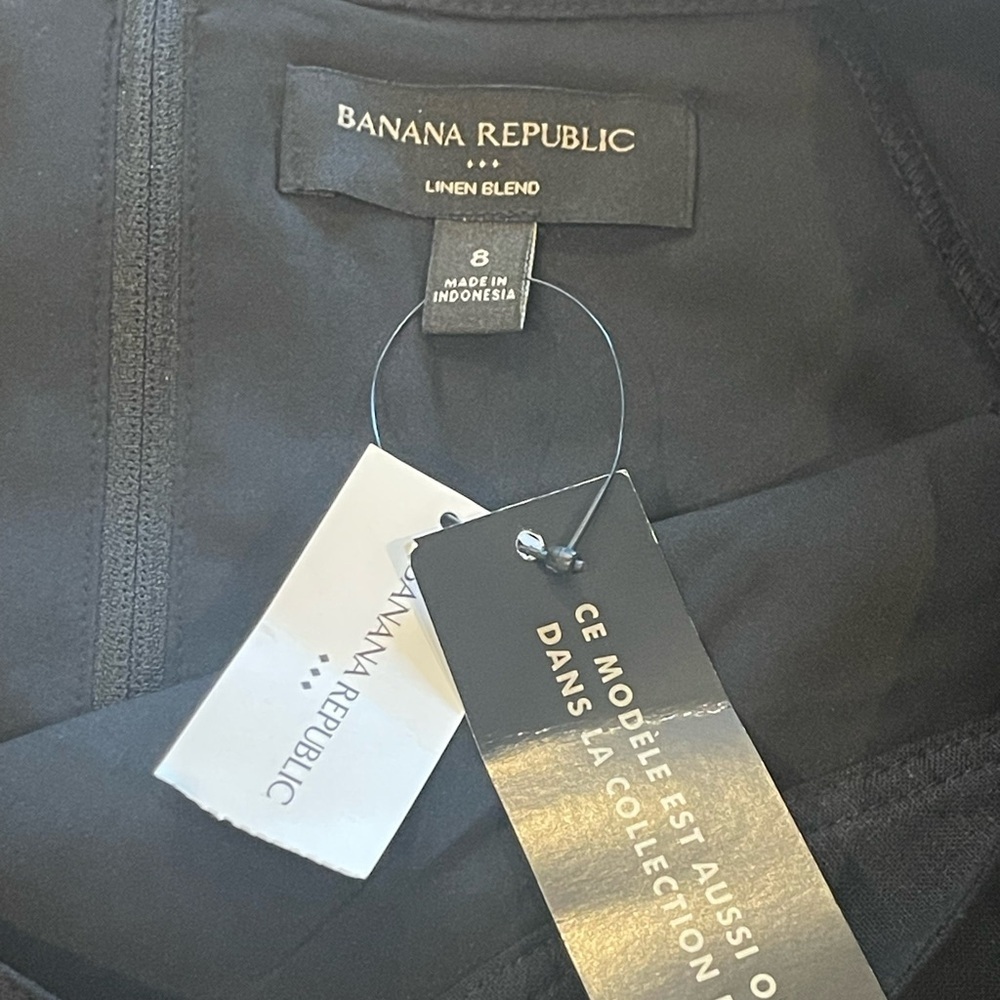 NWT Banana Republic Black Linen Blend Mini Dress, 3/4 Sleeves, Size 8/Medium - Picture 6 of 14